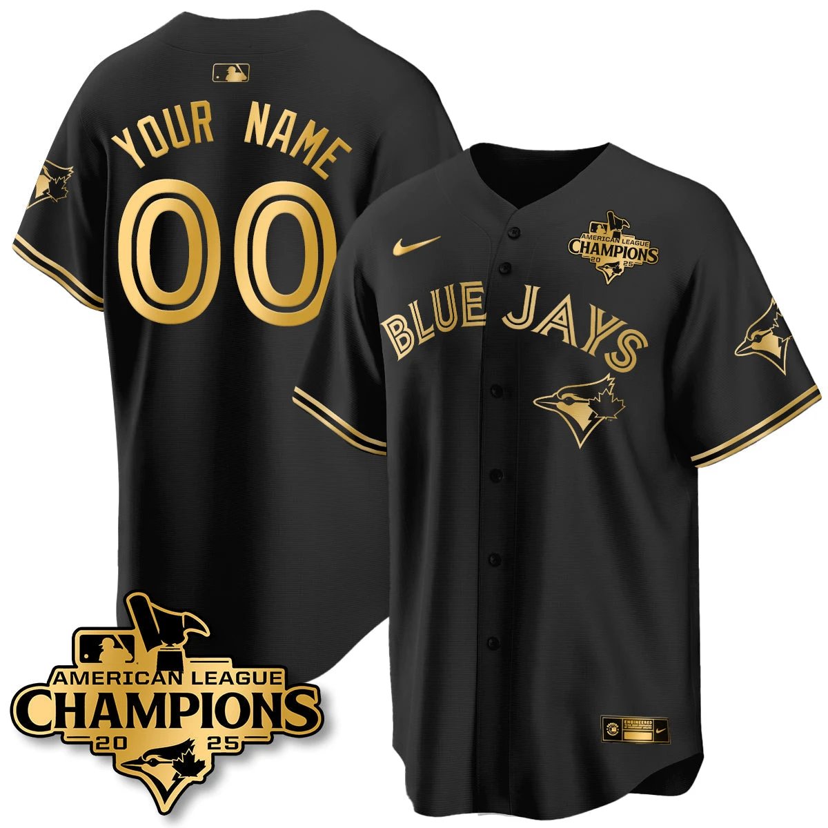 Toronto Blue Jays 2025 American League Champions Custom Jersey - All Stitched by Toronto Blue Jays