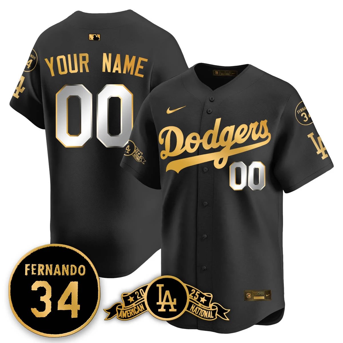Los Angeles Dodgers 2025 National League Champions Custom Jersey - All Stitched by Los Angeles Dodgers