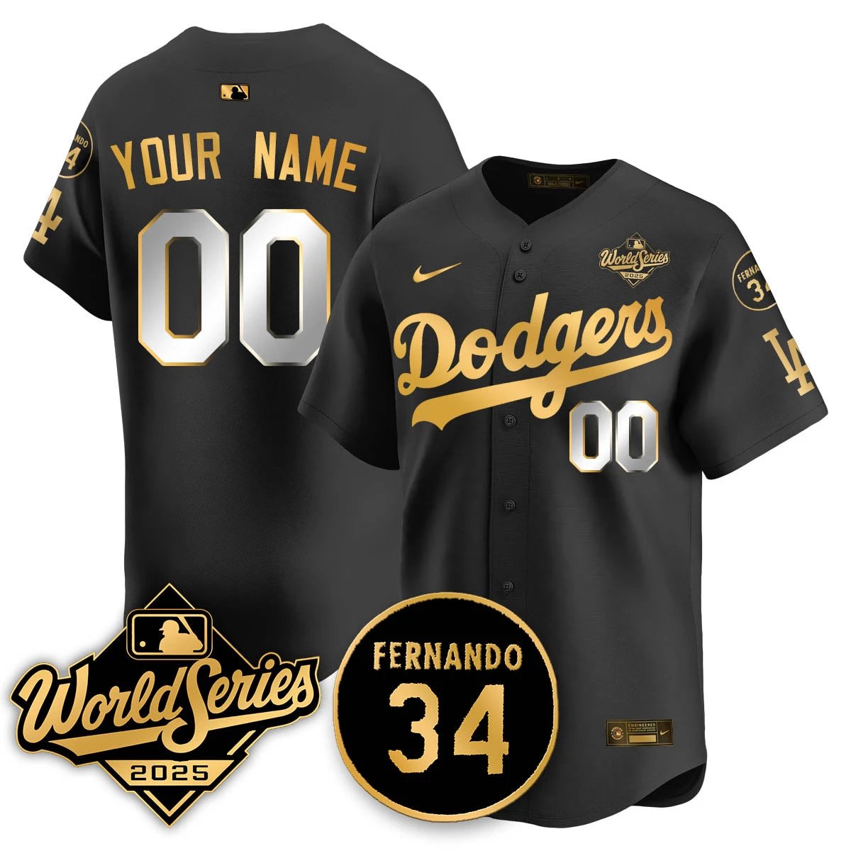 Los Angeles Dodgers 2025 National League Champions Custom Jersey - All Stitched by Los Angeles Dodgers