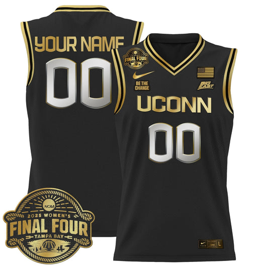 Custom UConn Huskies Jersey 2025 Big Eat Final Four Patch Stitched Black Gold by My store basketball