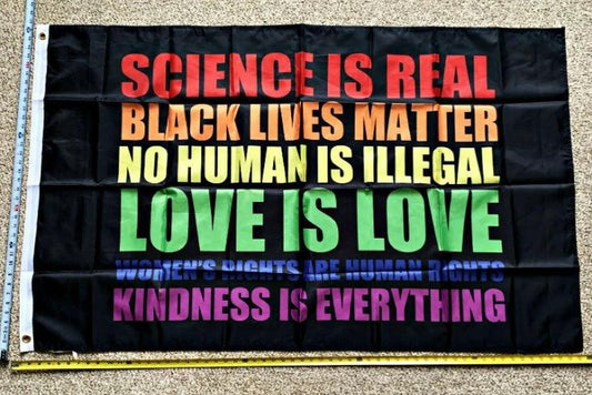 Black Lives Matter Flag 2024 Science Is Real LGBTQ USA Sign Poster 3x5ft by flagsjustdoit