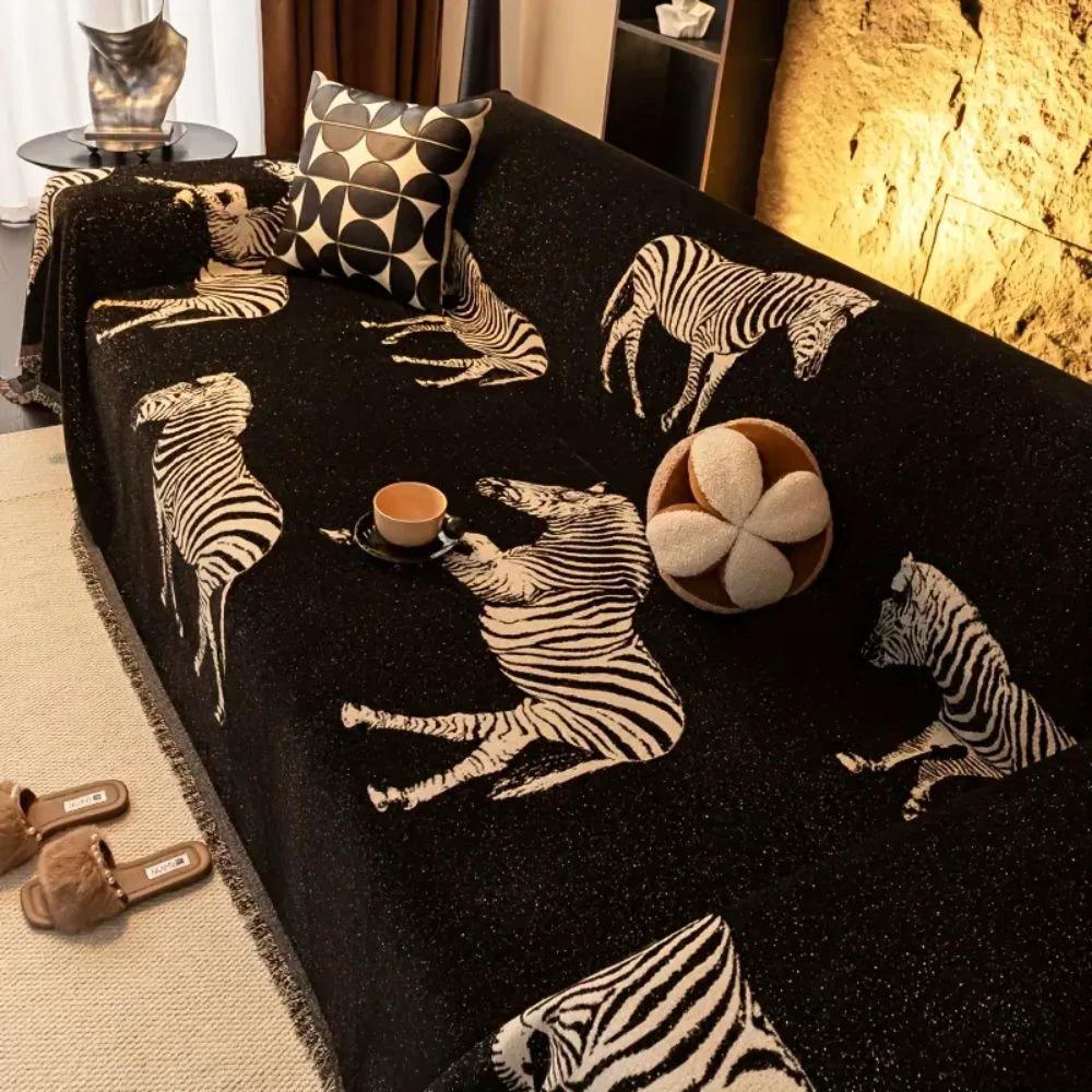 Black Stride Zebra Sofa Cover by Casa & Beyond
