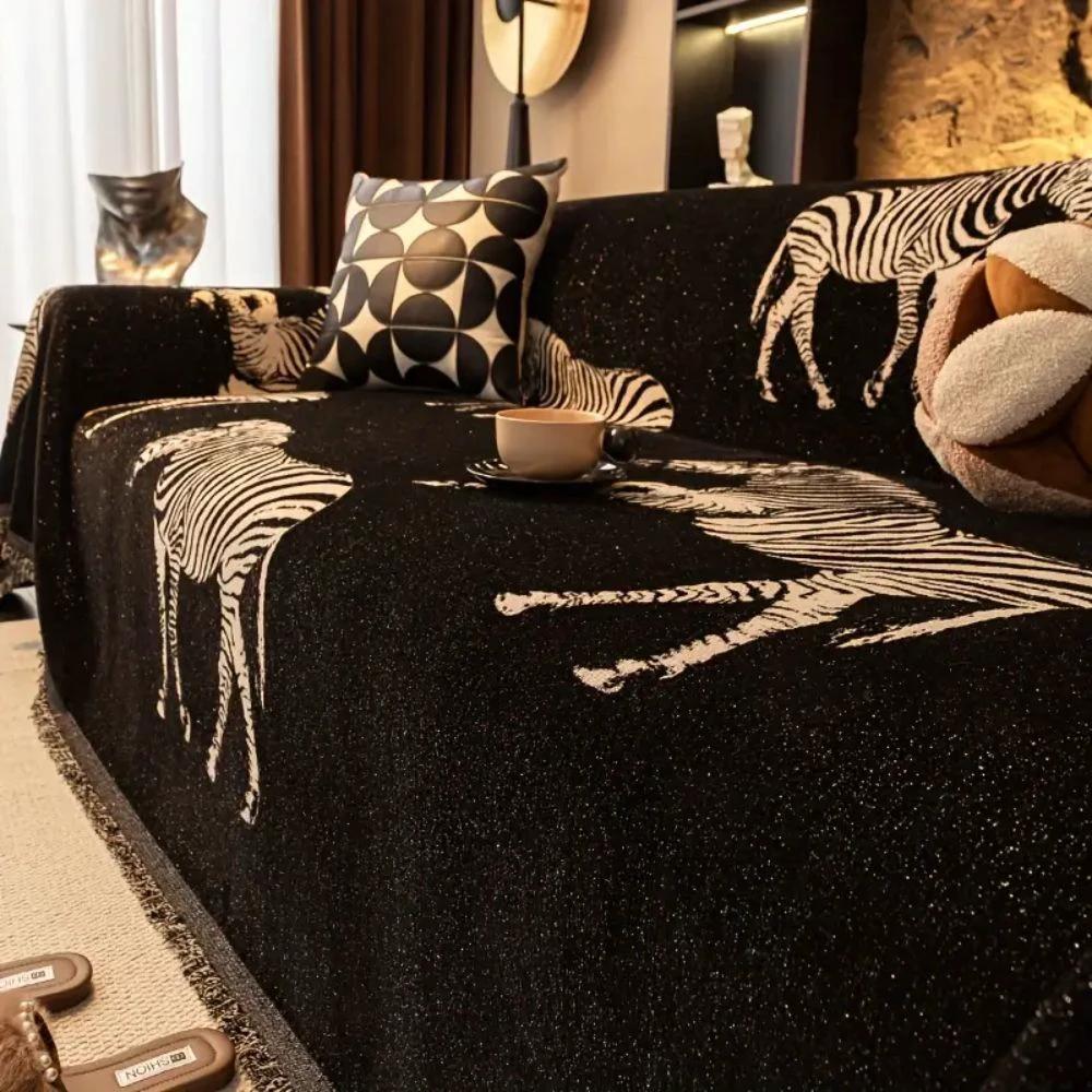 Black Stride Zebra Sofa Cover by Casa & Beyond