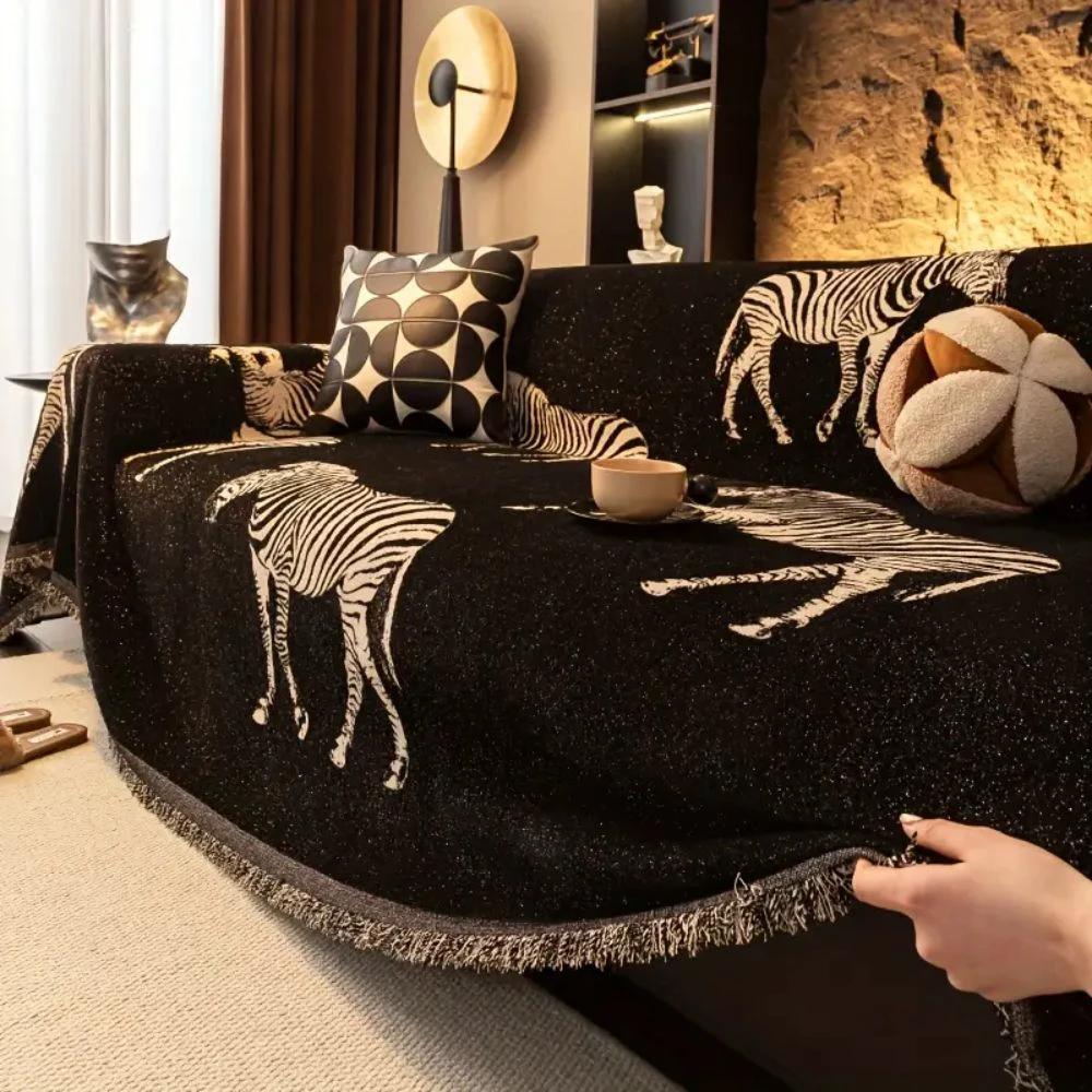 Black Stride Zebra Sofa Cover by Casa & Beyond
