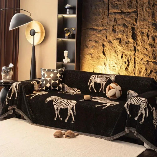 Black Stride Zebra Sofa Cover by Casa & Beyond