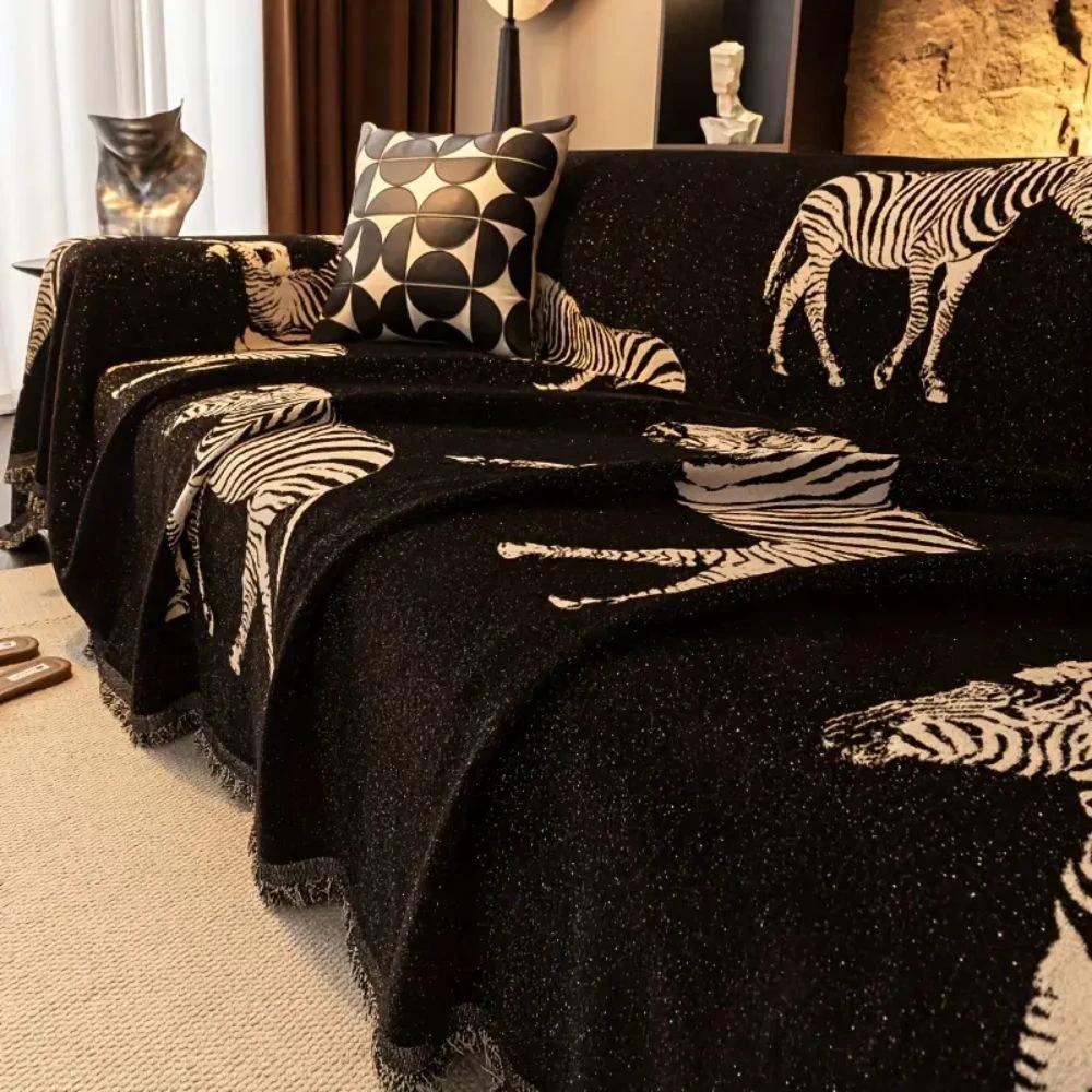 Black Stride Zebra Sofa Cover by Casa & Beyond