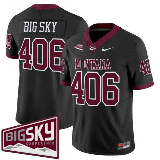Big Sky Jersey #406 Montana Grizzlies 2025 Vapor Limited Stitched Black Alter by My Store NCAA Football Jerseys