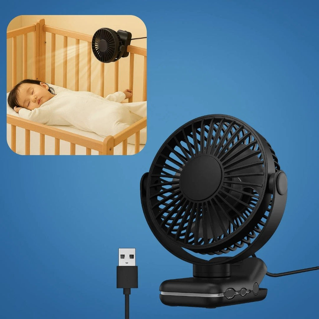 on USB Desk Fan Clamp Air Circulator – Long-Battery Cooling – Flame-Retardant Clamp – Quiet Nursery or Home-Office Use Bowlift by Bowlift