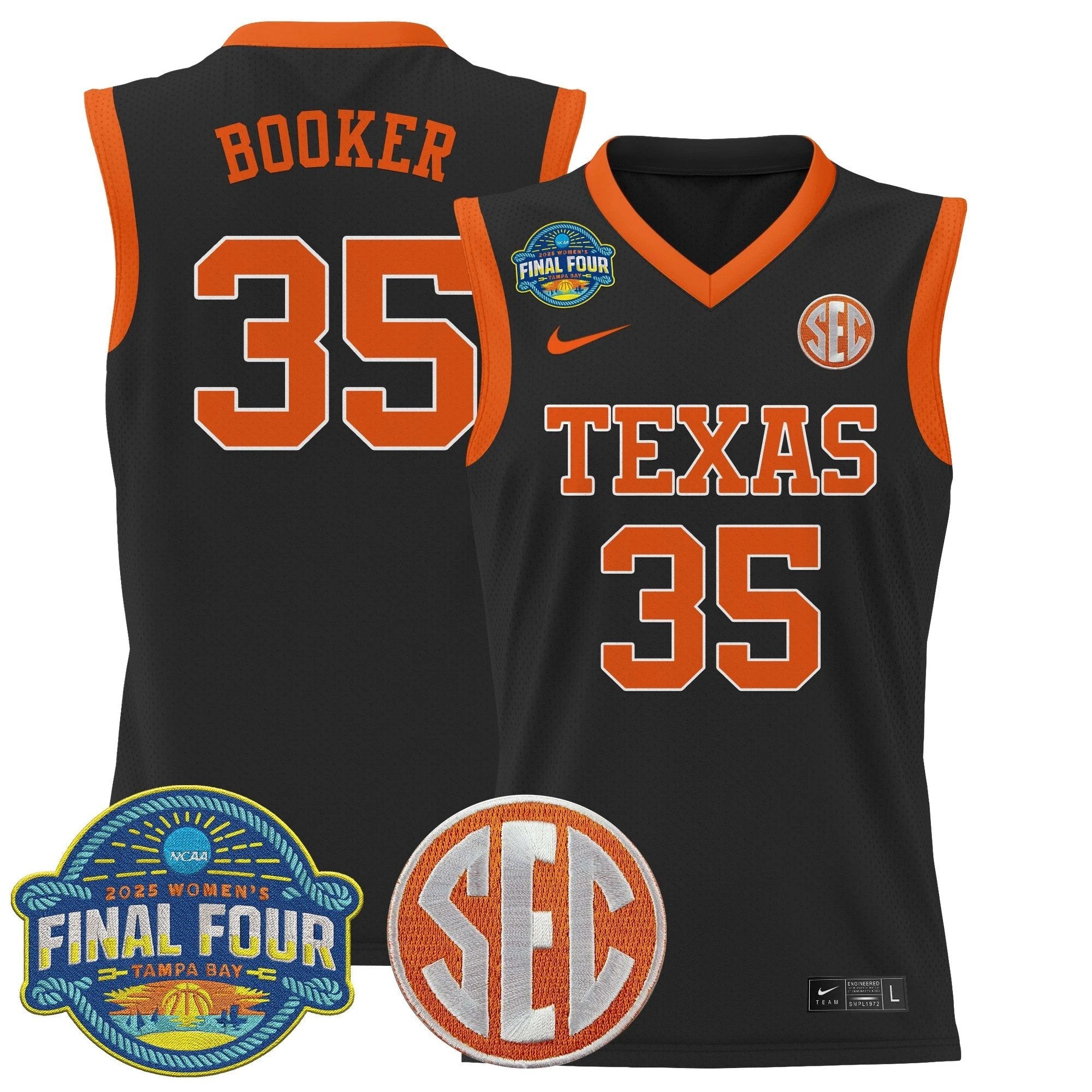 Madison Booker Jersey #35 Texas Longhorns 2025 Sec Final Four Patch Black by My store basketball