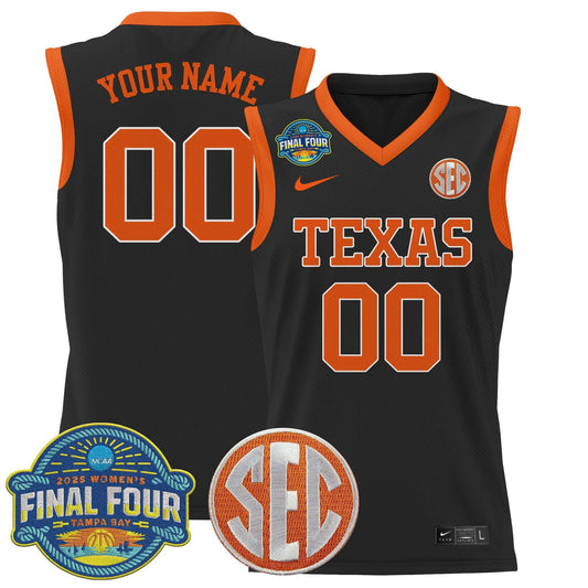 Custom Texas Longhorns Jersey 2025 Sec Final Four Patch Stitched Black by My store basketball