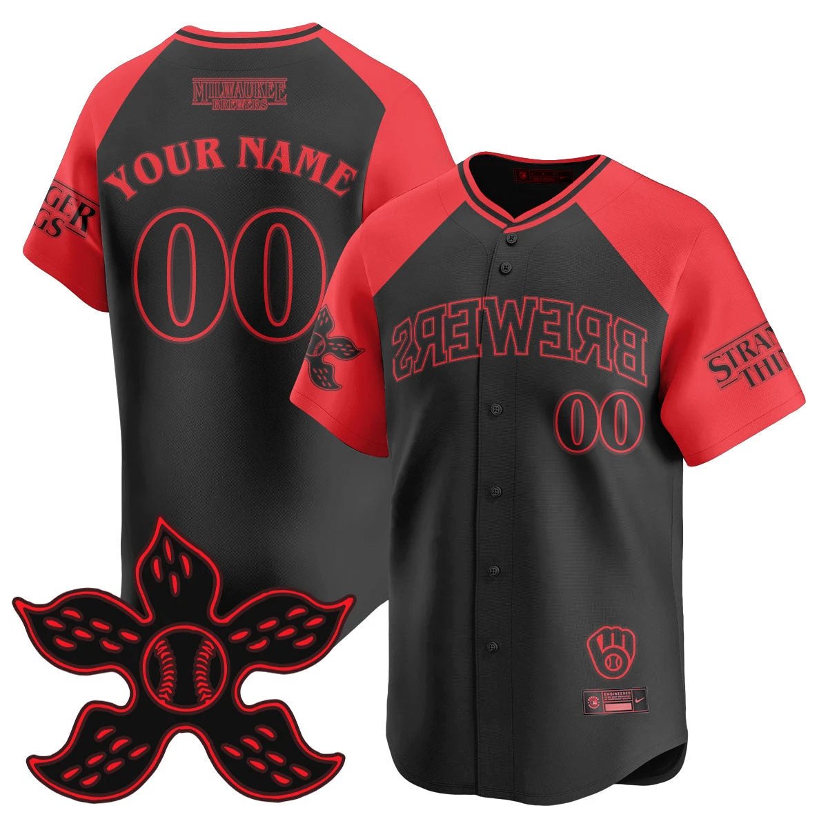 Milwaukee Brewers Stranger Things 2025 Limited Custom Jersey - All Stitched by Milwaukee Brewers