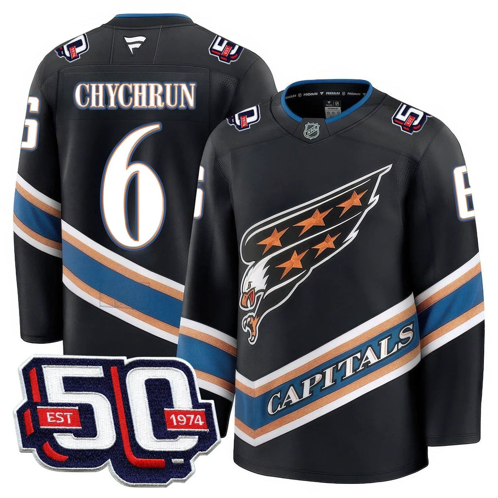 Men Washington Capitals 50th Anniversary Premium Jersey - All Stitched by Washington Capitals