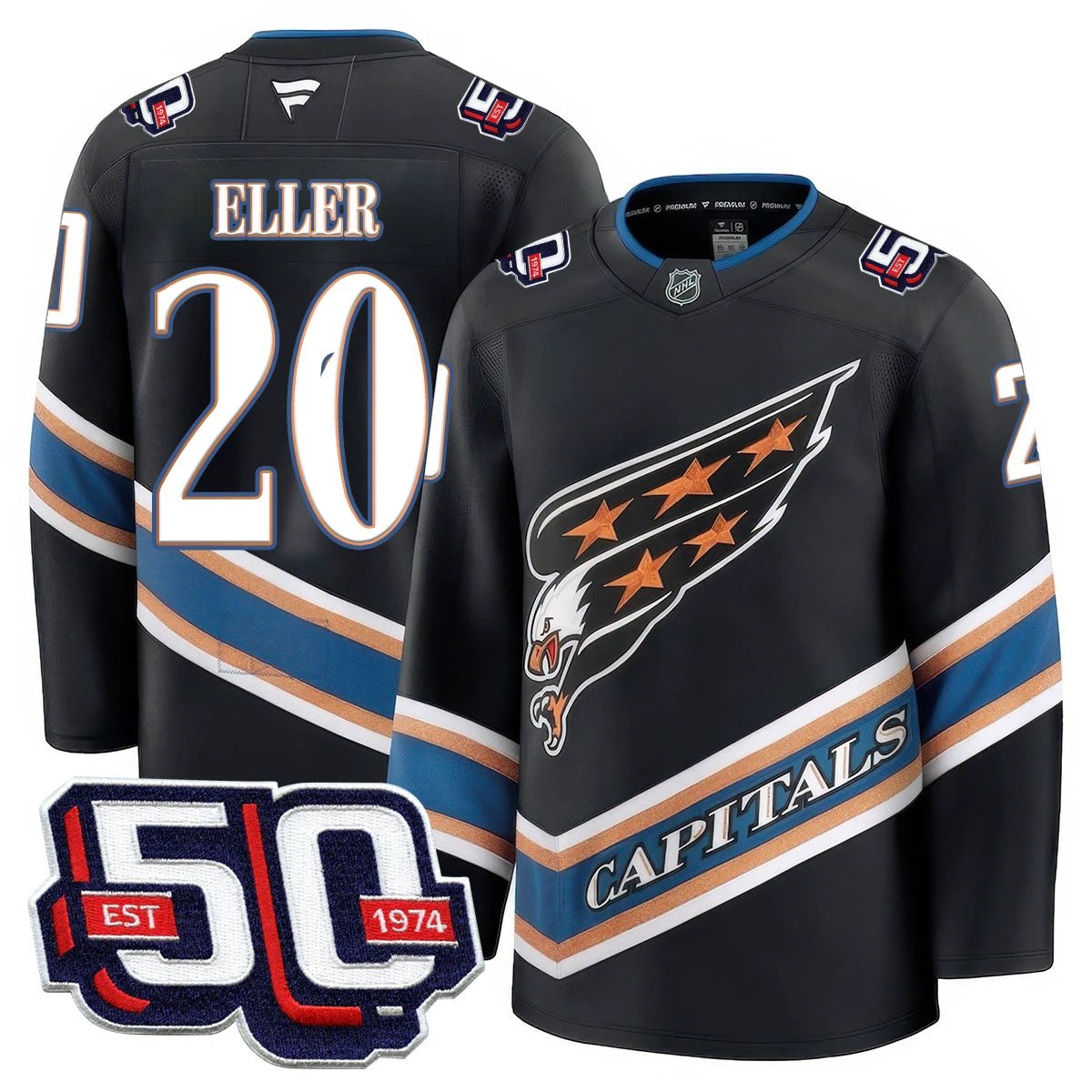 Men Washington Capitals 50th Anniversary Premium Jersey - All Stitched by Washington Capitals
