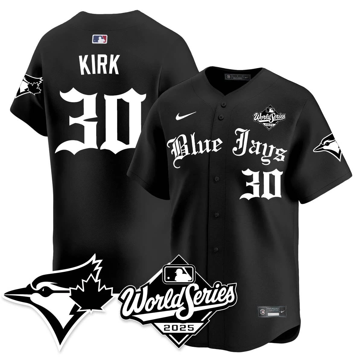 Toronto Blue Jays Gothic 2025 World Series Jersey - All Stitched by Toronto Blue Jays