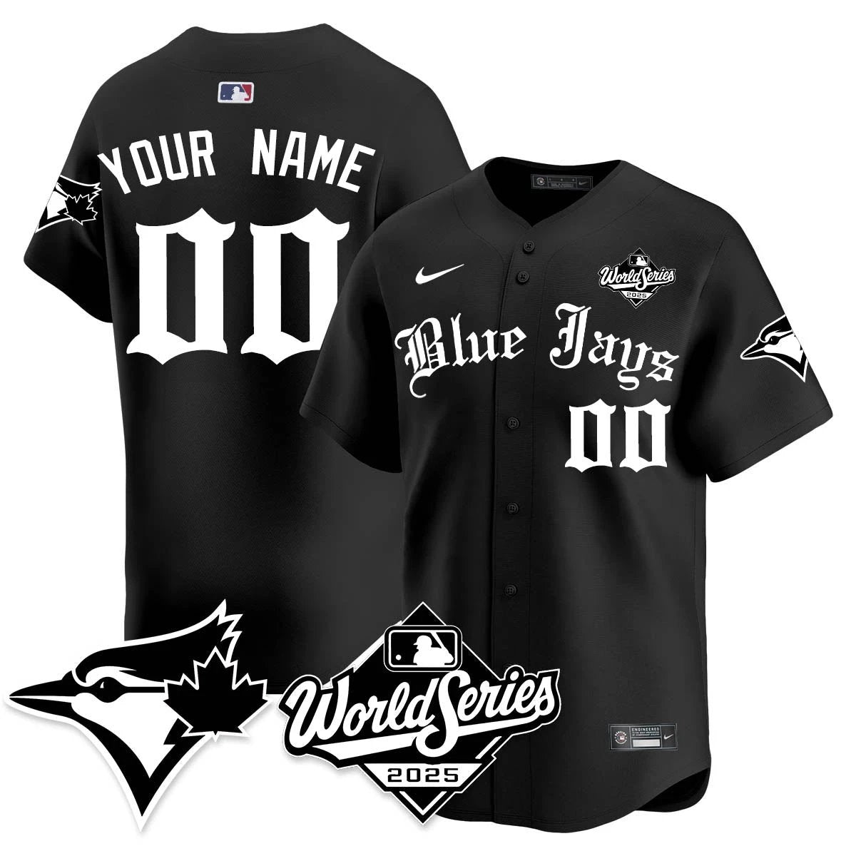Toronto Blue Jays Gothic 2025 World Series Custom Jersey - All Stitched by Toronto Blue Jays