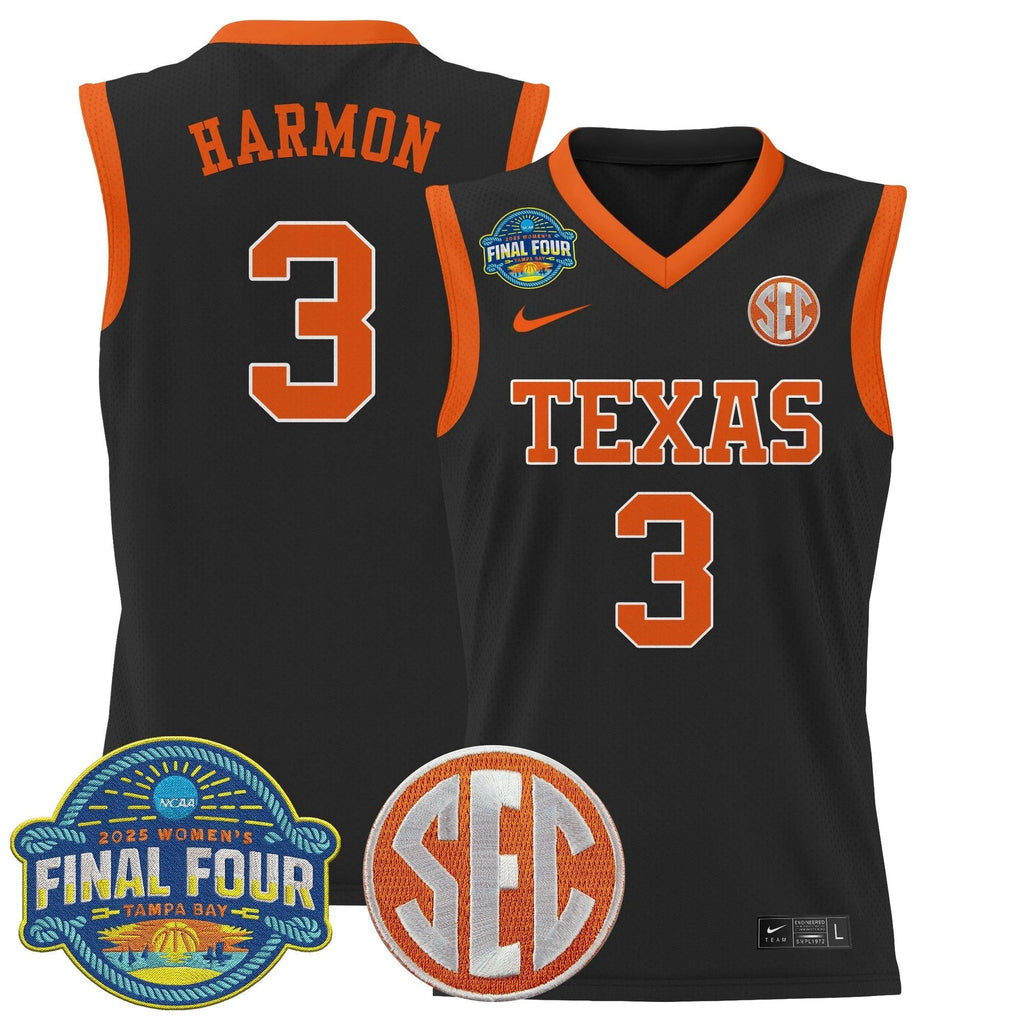 Rori Harmon Jersey #3 Texas Longhorns 2025 Sec Final Four Patch Black by My store basketball