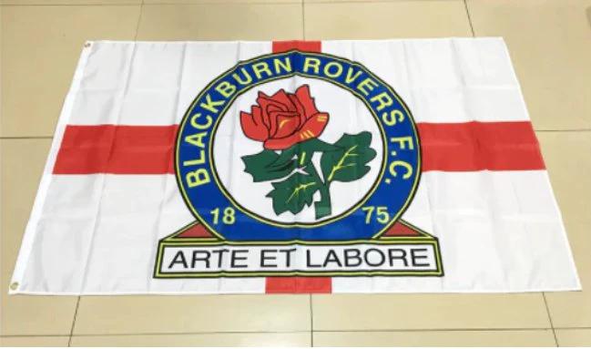 Blackburn Rovers Football Club Flag White 3x5ft Banner polyester by flagsjustdoit