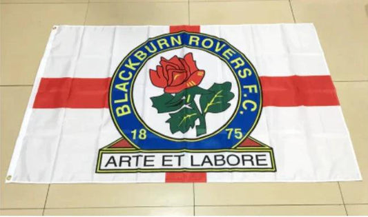 Blackburn Rovers Football Club Flag White 3x5ft Banner polyester by flagsjustdoit