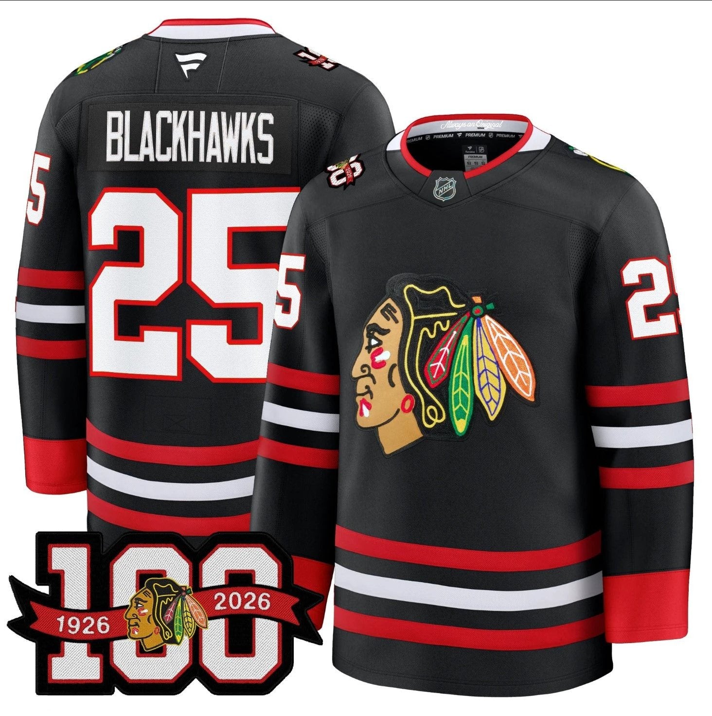 Blackhawks Jersey #25 Chicago Blackhawks 2025-26 Premium 100th Stitched by Hockey David