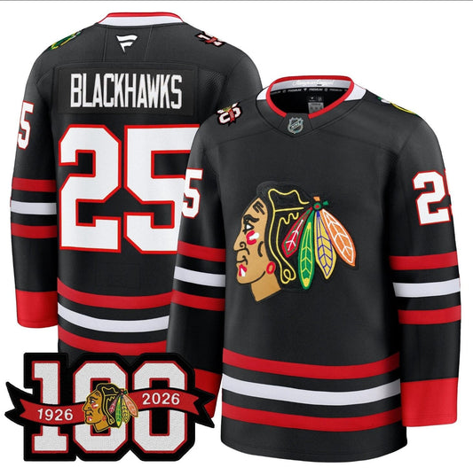 Blackhawks Jersey #25 Chicago Blackhawks 2025-26 Premium 100th Stitched by Hockey David