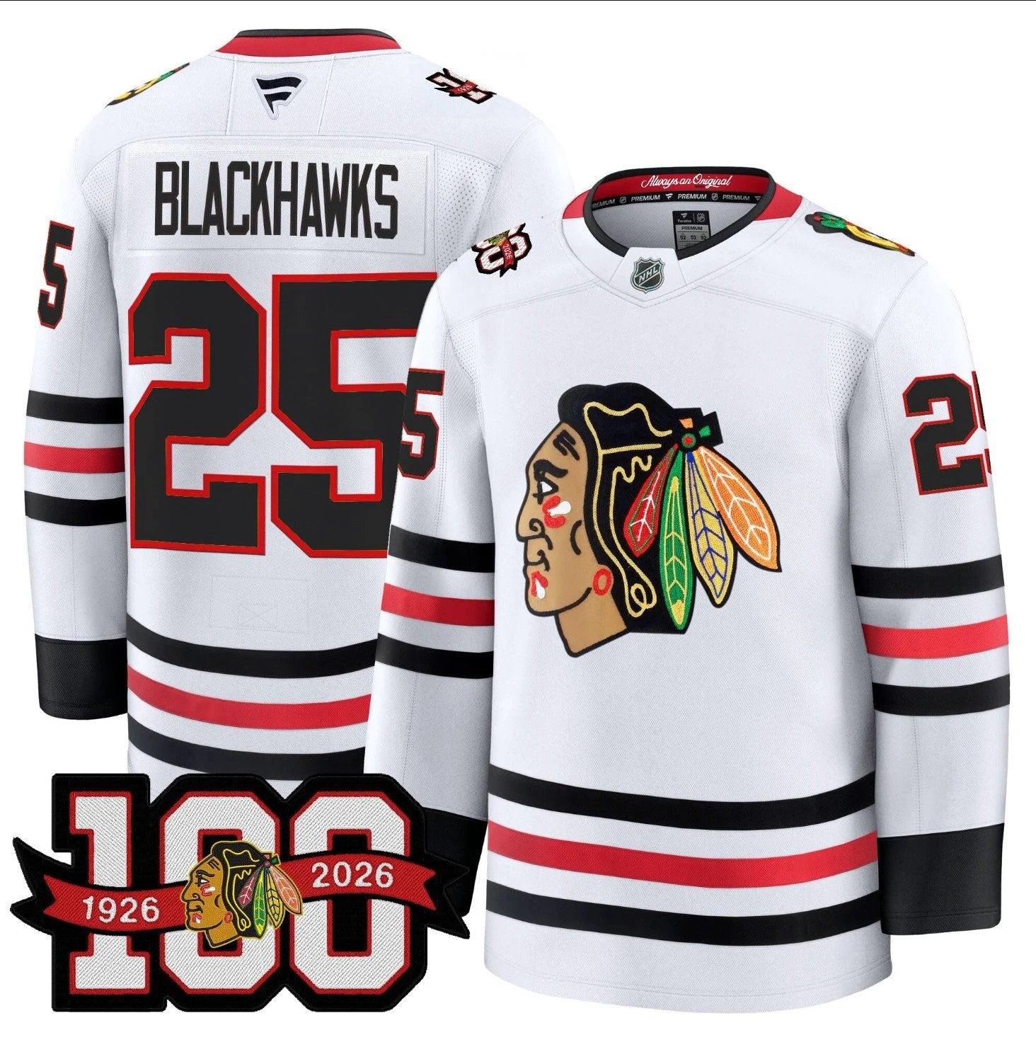 Blackhawks Jersey #25 Chicago Blackhawks 2025-26 Premium 100th Stitched by Hockey David