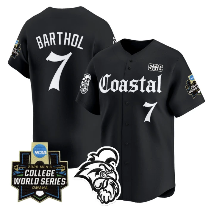 Blake Barthol Jersey #7 Coastal Carolina 2025 World Series Gothic Edition Black by My Store