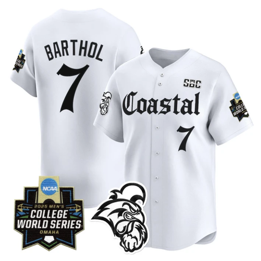 Blake Barthol Jersey #7 Coastal Carolina 2025 World Series Gothic Edition White by My Store