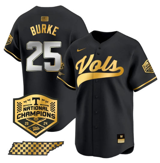 Blake Burke Jersey #25 Tennessee Vols 2024 Champions Stitched Black Gold by My Store
