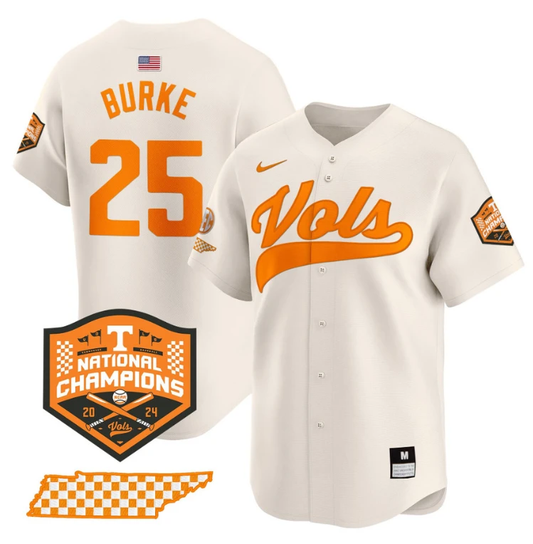 Blake Burke Jersey #25 Tennessee Vols 2024 Champions Stitched Cream by My Store