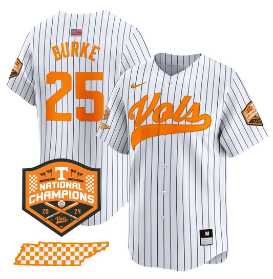 Blake Burke Jersey #25 Tennessee Vols 2024 Champions Stitched Pinstripe by My Store