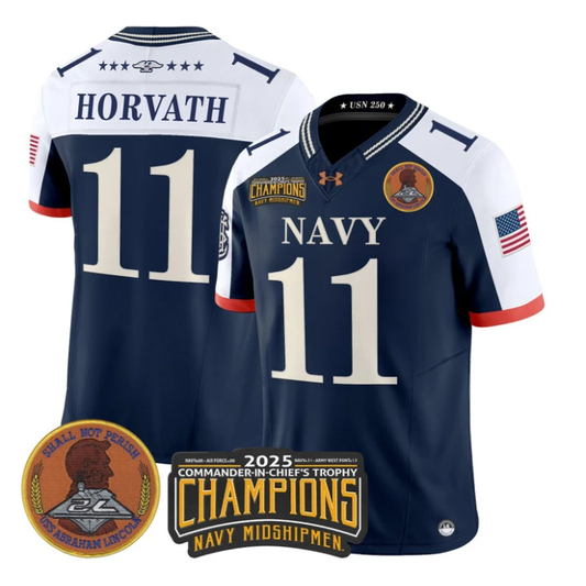 Blake Horvath Jersey #11 Navy Midshipmen 2025 Trophy Champions Stitched Navy Alternate by My Store NCAA Football Jerseys