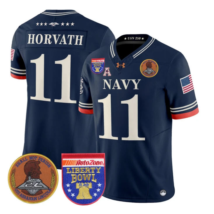 Blake Horvath Jersey #11 Navy Midshipmen 250th 2026 Liberty Bowl Stitched Navy by My Store NCAA Football Jerseys