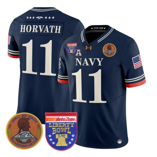 Blake Horvath Jersey #11 Navy Midshipmen 250th 2026 Liberty Bowl Stitched Navy by My Store NCAA Football Jerseys