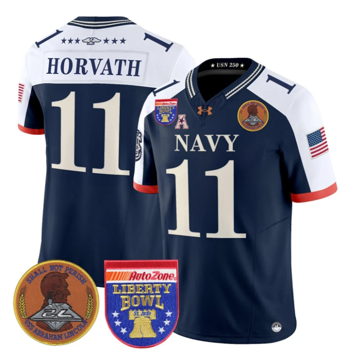 Blake Horvath Jersey #11 Navy Midshipmen 250th 2026 Liberty Bowl Stitched Navy Alternate by My Store NCAA Football Jerseys