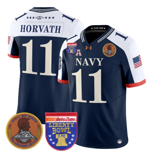 Blake Horvath Jersey #11 Navy Midshipmen 250th 2026 Liberty Bowl Stitched Navy Alternate by My Store NCAA Football Jerseys
