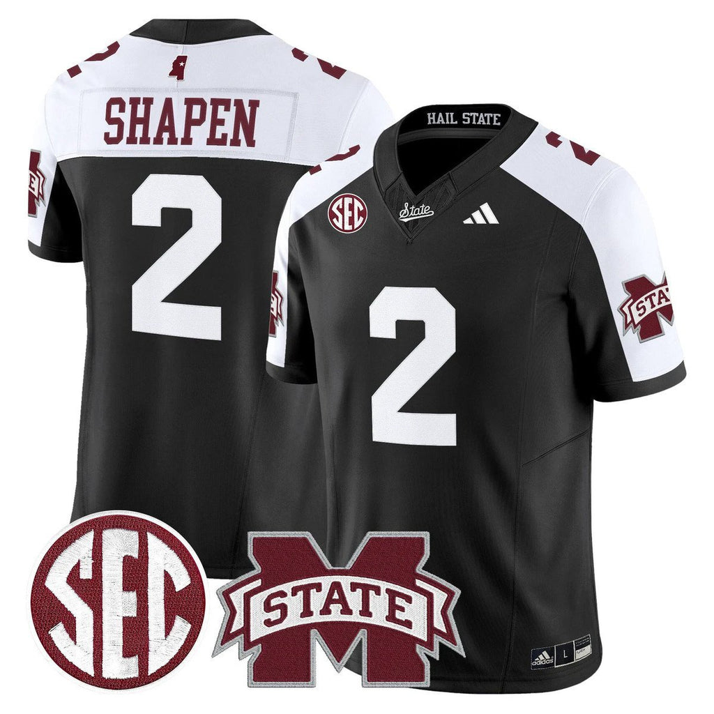 Blake Shapen Jersey #2 Mississippi State Bulldogs Dark Mode Stitched Black Alter by My Store NCAA Football Jerseys