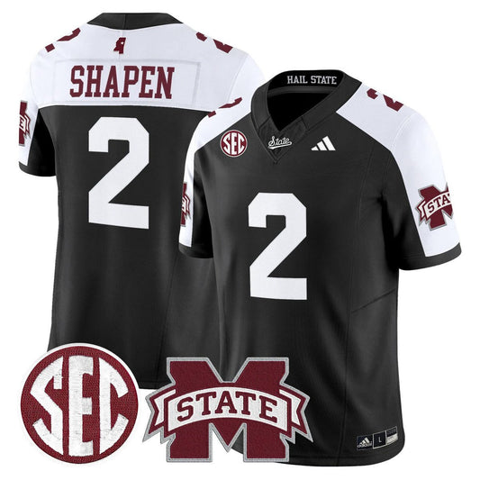 Blake Shapen Jersey #2 Mississippi State Bulldogs Dark Mode Stitched Black Alter by My Store NCAA Football Jerseys