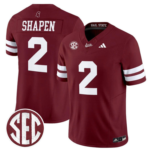 Blake Shapen Jersey #2 Mississippi State Bulldogs Dark Mode Stitched Maroon by My Store NCAA Football Jerseys