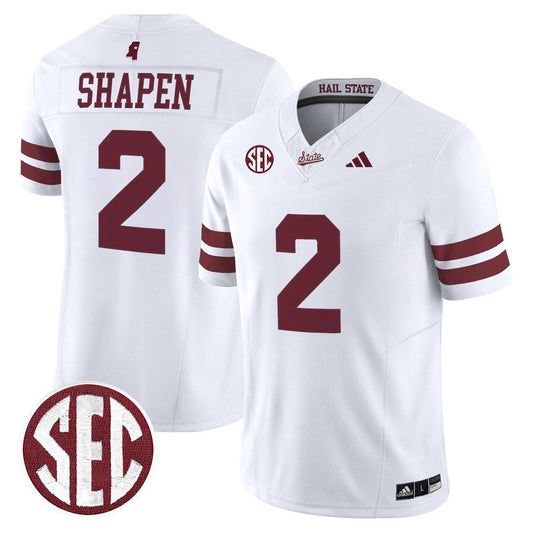 Blake Shapen Jersey #2 Mississippi State Bulldogs Dark Mode Stitched White by My Store NCAA Football Jerseys