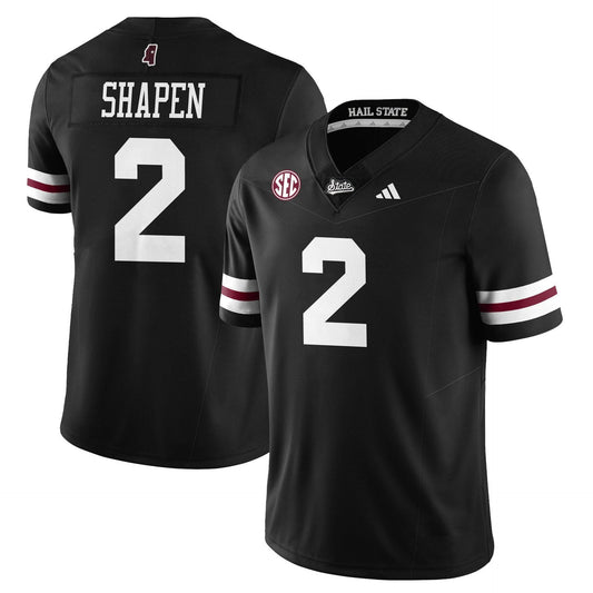 Blake Shapen Jersey #2 Mississippi State Football Darkness 2025 Stitched Black by My Store NCAA Football Jerseys