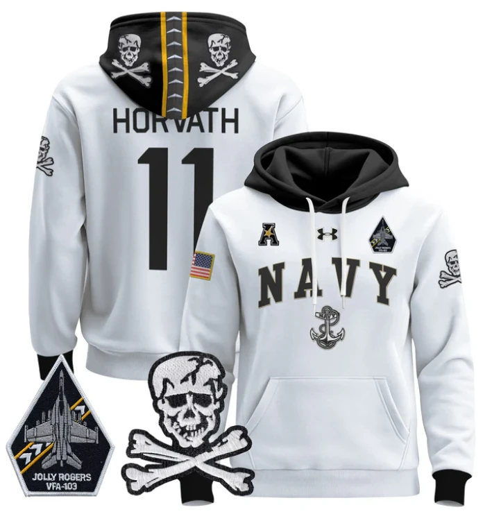 Blake Horvath Hoodie #11 Navy Midshipmen Pullover Jolly Rogers V2 by Hoodie Pullover