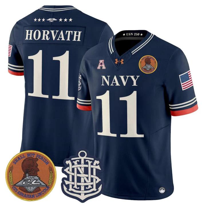 Blake Horvath Jersey #11 Navy Midshipmen 250th Anniversary Stitched by My Store NCAA Football Jerseys
