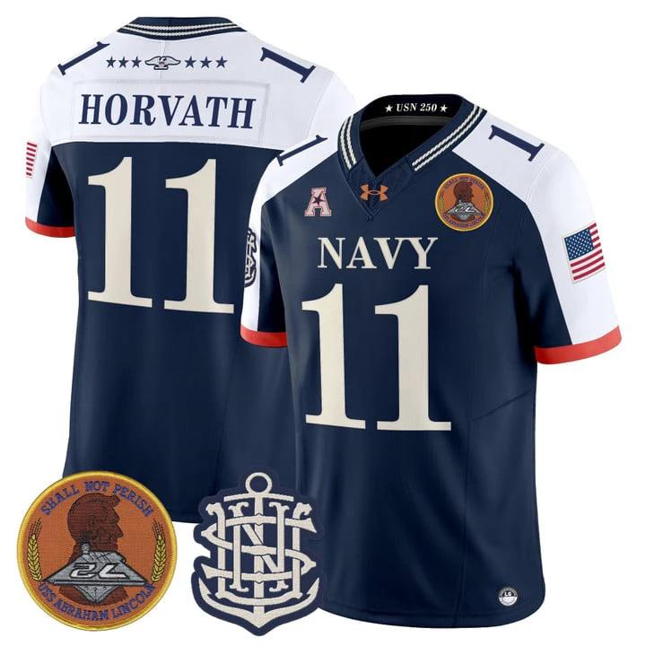 Blake Horvath Jersey #11 Navy Midshipmen 250th Anniversary Stitched by My Store NCAA Football Jerseys