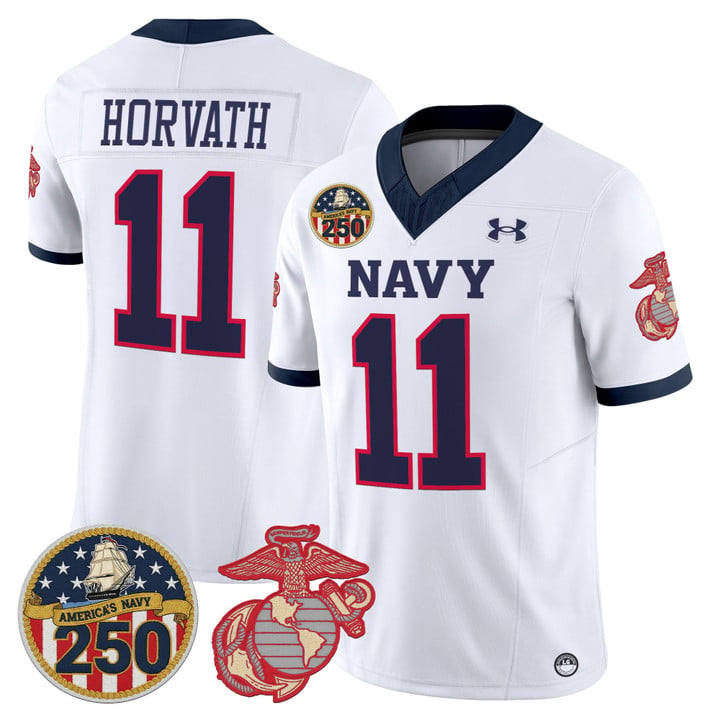 Blake Horvath Jersey #11 Navy Midshipmen USMC 250th Patch Stitched by My Store NCAA Football Jerseys