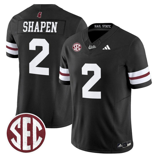 Blake Shapen Jersey #2 Mississippi State Bulldogs Dark Mode Stitched by My Store NCAA Football Jerseys