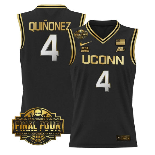 Blanca Quiñonez Jersey #4 UConn Huskies 2026 Final Four Stitched Black Gold by My store basketball