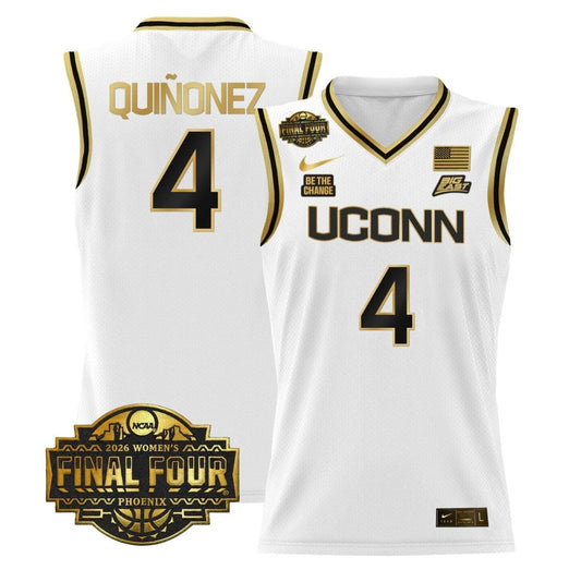 Blanca Quiñonez Jersey #4 UConn Huskies 2026 Final Four Stitched White Gold by My store basketball