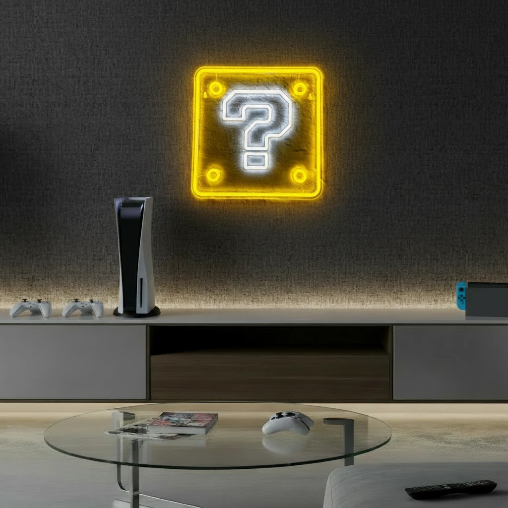 Block Neon Sign Question Square Led Neon Sign by Neonchics