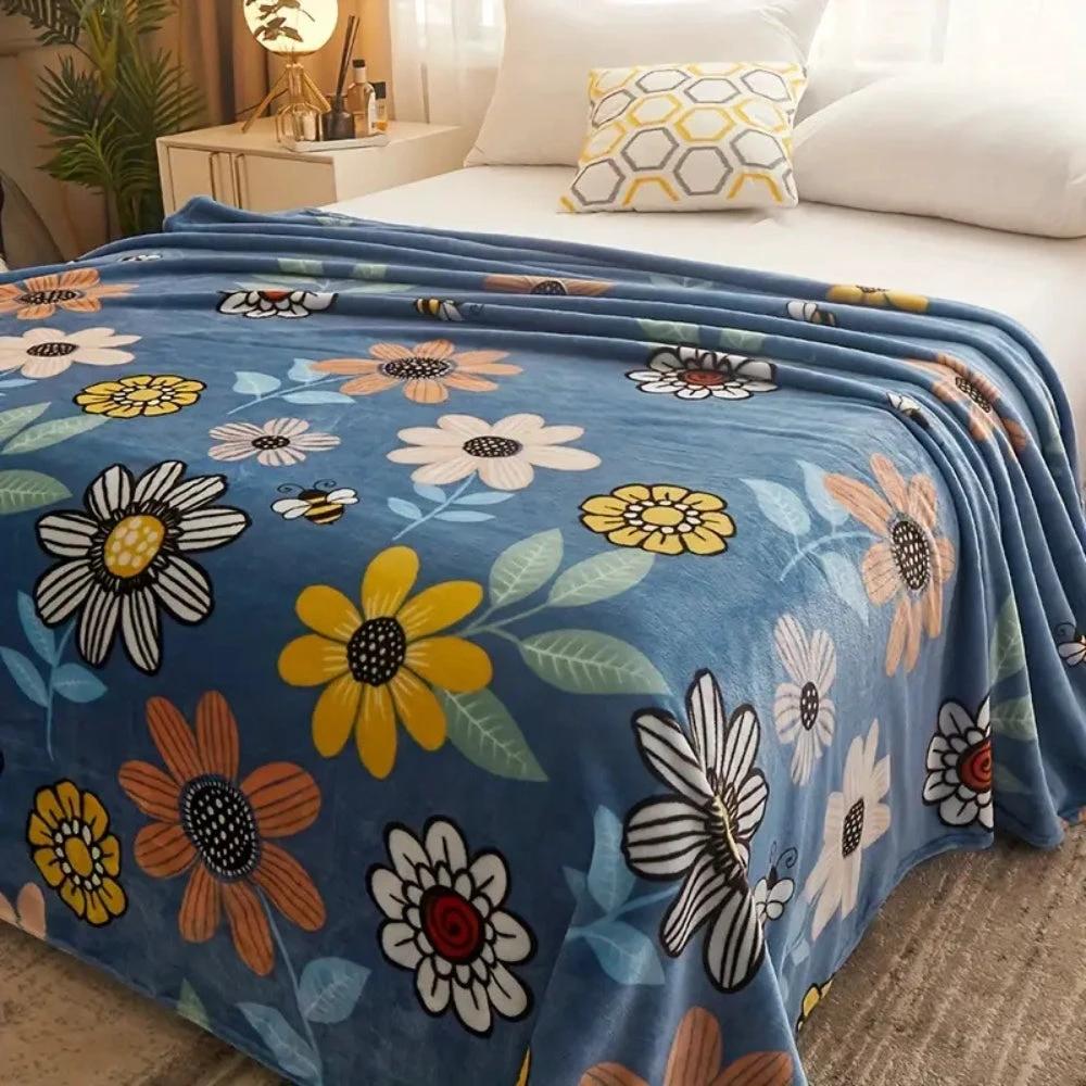 Bloombee Retro Floral Soft Blanket by Casa & Beyond