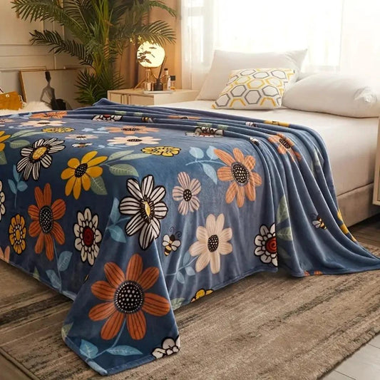 Bloombee Retro Floral Soft Blanket by Casa & Beyond